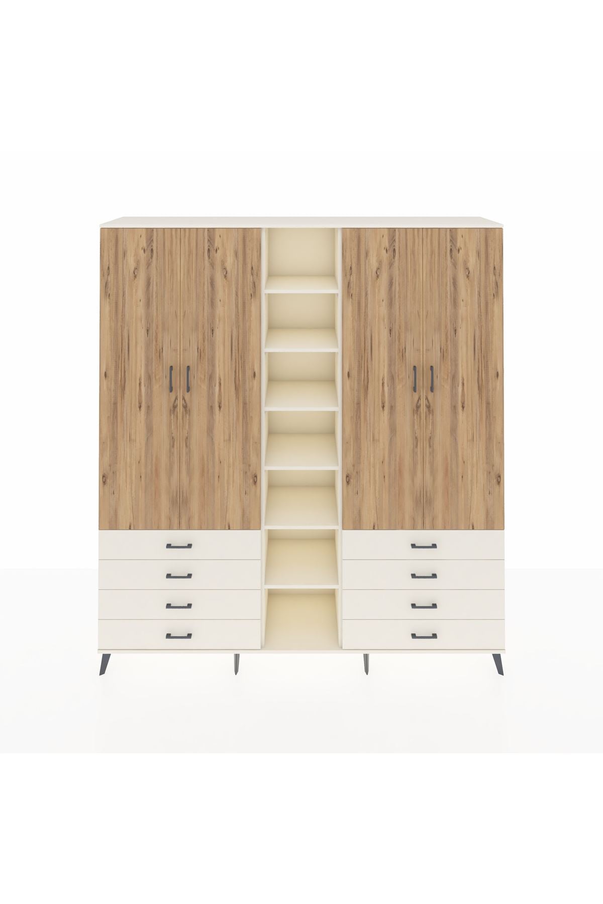 Hyperion Dolap 10 Raflı 8 Çekmeceli 2 Askılı 220x44x243 Aytaşı-Çam/Aytaşı