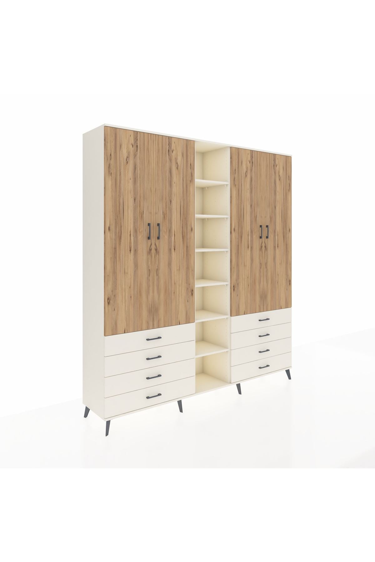 Hyperion Dolap 10 Raflı 8 Çekmeceli 2 Askılı 220x44x243 Aytaşı-Çam/Aytaşı