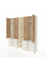 Hyperion Dolap 10 Raflı 8 Çekmeceli 2 Askılı 220x44x243 Aytaşı-Çam/Aytaşı