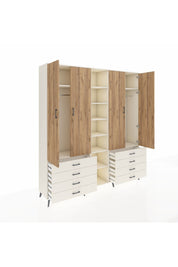 Hyperion Dolap 10 Raflı 8 Çekmeceli 2 Askılı 220x44x243 Aytaşı-Çam/Aytaşı