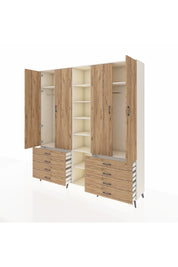 Hyperion Dolap 10 Raflı 8 Çekmeceli 2 Askılı 220x44x243 Aytaşı-Çam/Çam