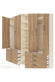 Hyperion Dolap 10 Raflı 8 Çekmeceli 2 Askılı 220x44x243 Aytaşı-Çam/Çam