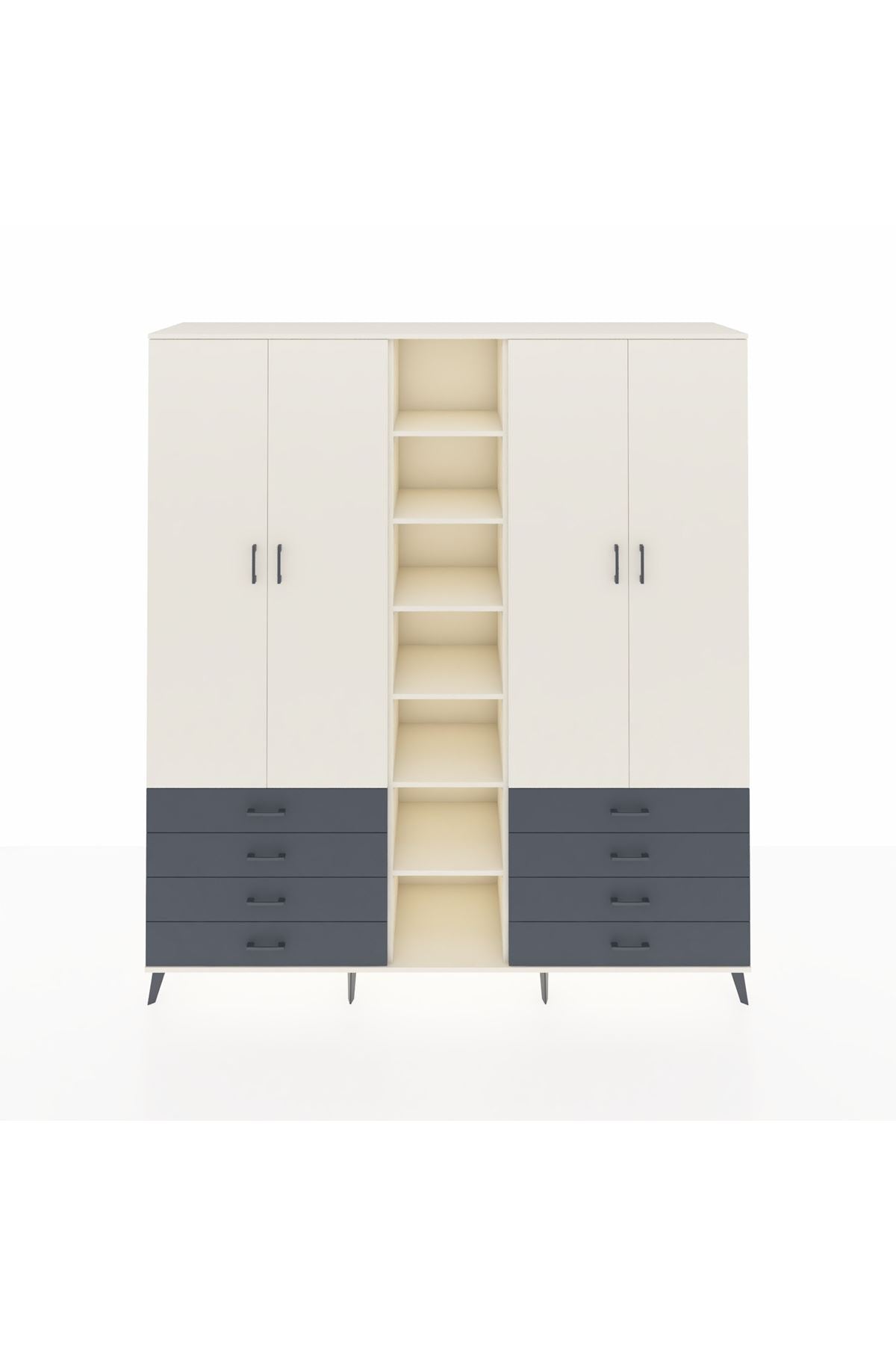 Hyperion Dolap 10 Raflı 8 Çekmeceli 2 Askılı 220x44x243 Aytaşı-Aytaşı/Antrasit