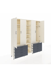 Hyperion Dolap 10 Raflı 8 Çekmeceli 2 Askılı 220x44x243 Aytaşı-Aytaşı/Antrasit