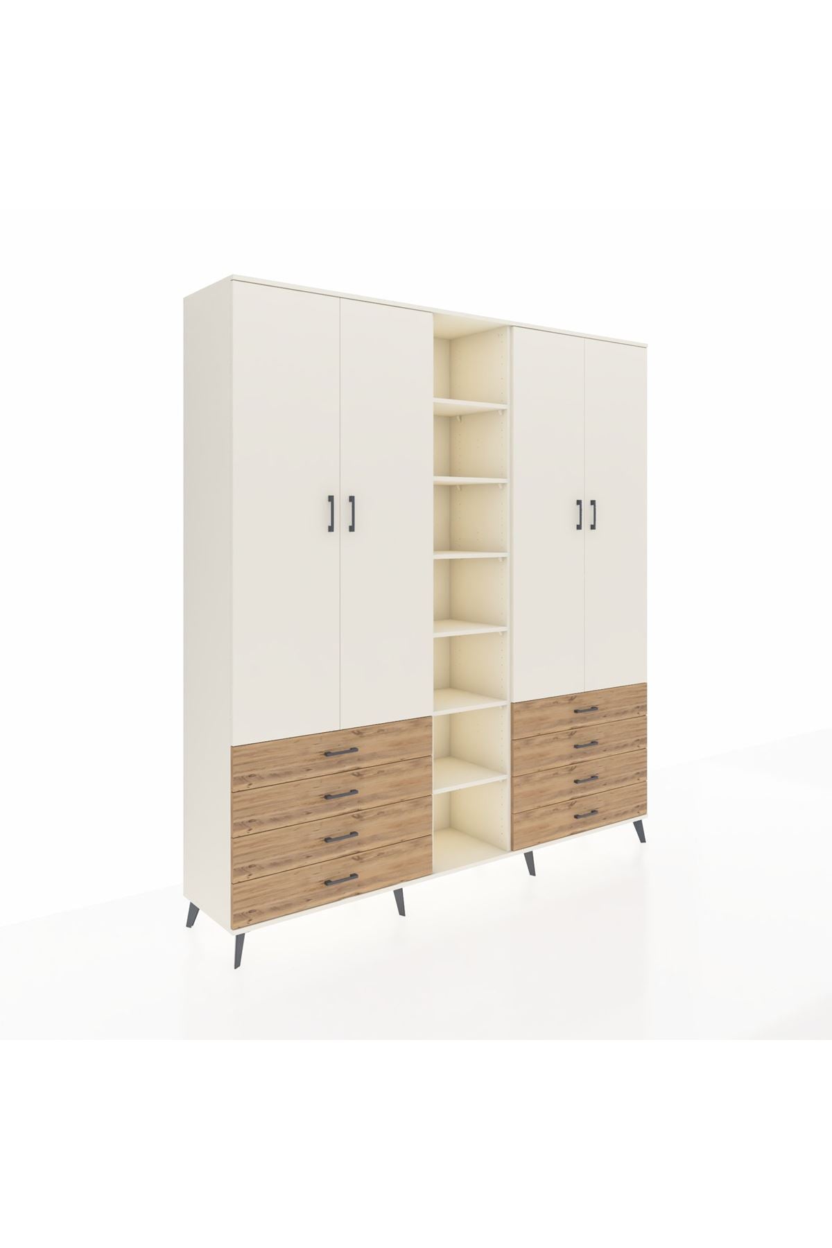 Hyperion Dolap 10 Raflı 8 Çekmeceli 2 Askılı 220x44x243 Aytaşı-Aytaşı/Çam