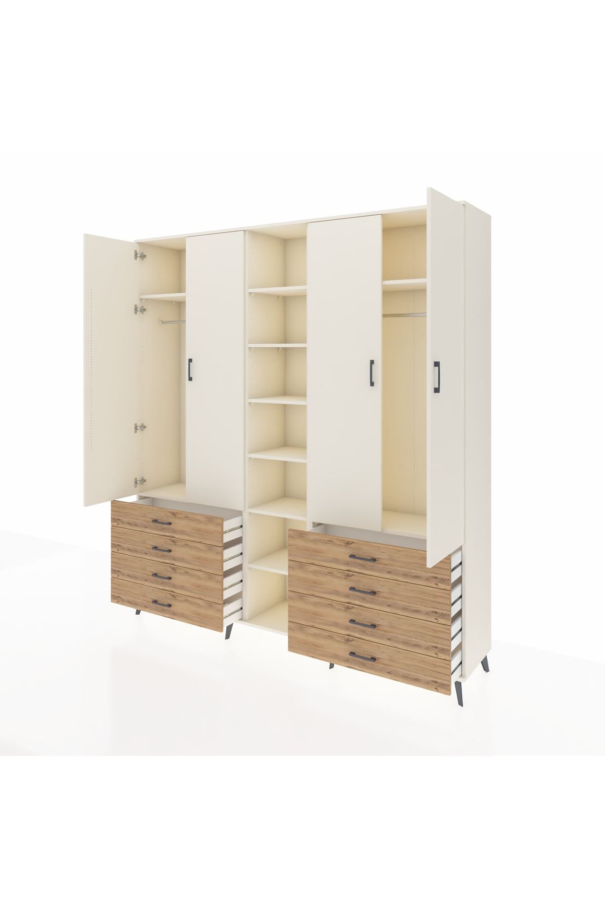 Hyperion Dolap 10 Raflı 8 Çekmeceli 2 Askılı 220x44x243 Aytaşı-Aytaşı/Çam