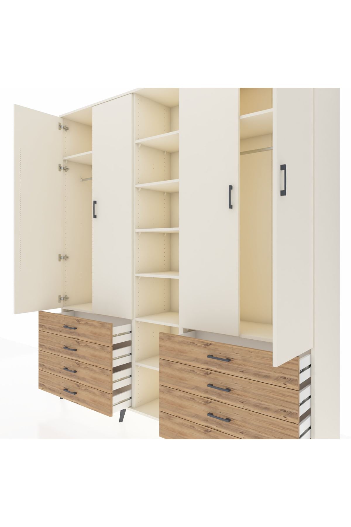 Hyperion Dolap 10 Raflı 8 Çekmeceli 2 Askılı 220x44x243 Aytaşı-Aytaşı/Çam