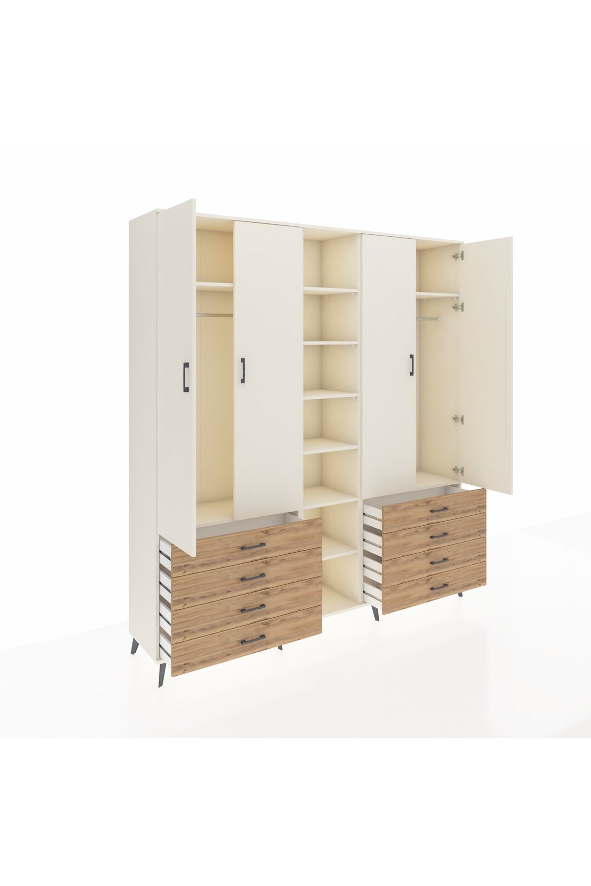 Hyperion Dolap 10 Raflı 8 Çekmeceli 2 Askılı 220x44x243 Aytaşı-Aytaşı/Çam