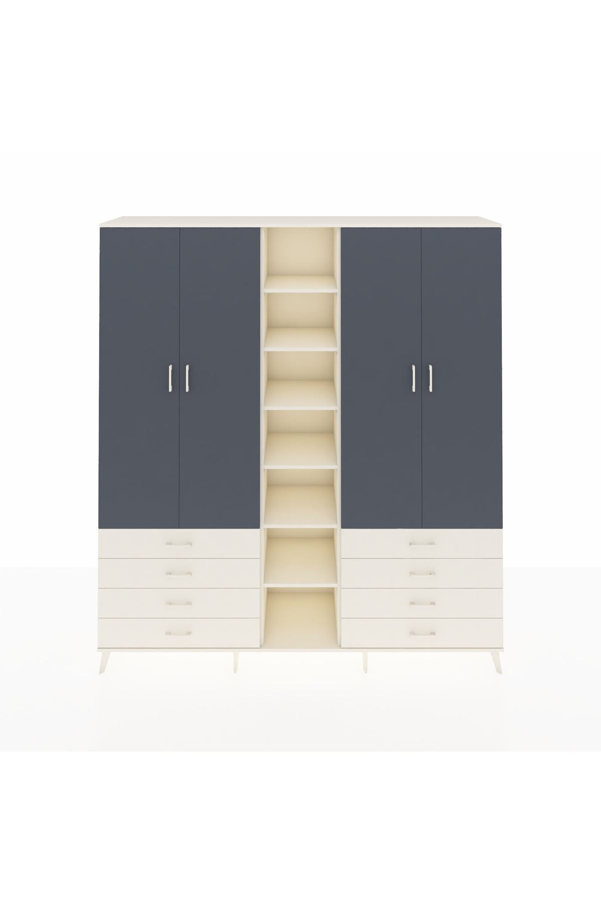 Hyperion Dolap 10 Raflı 8 Çekmeceli 2 Askılı 220x44x243 Aytaşı-Antrasit/Aytaşı