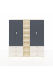 Hyperion Dolap 10 Raflı 8 Çekmeceli 2 Askılı 220x44x243 Aytaşı-Antrasit/Aytaşı