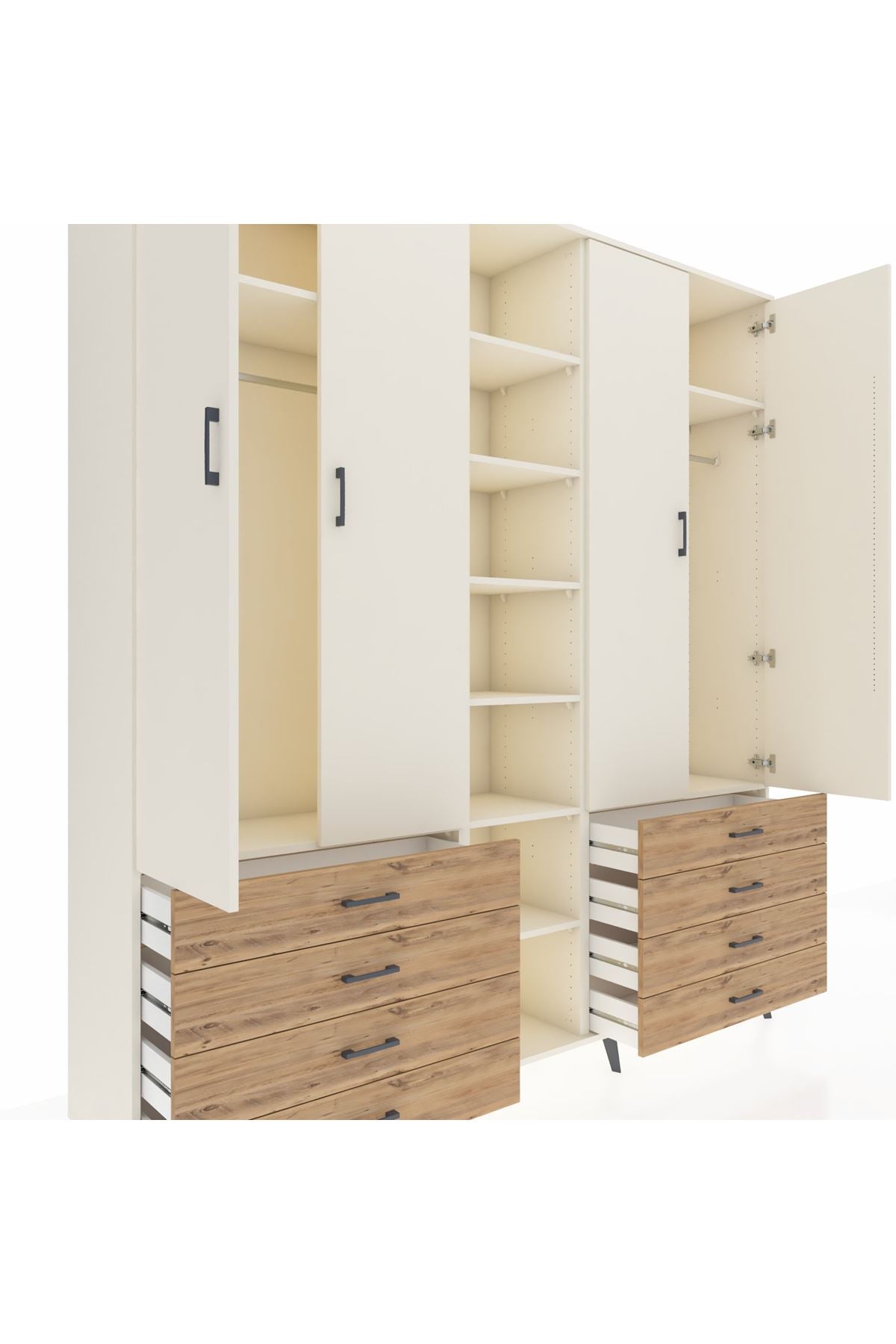 Hyperion Dolap 10 Raflı 8 Çekmeceli 2 Askılı 220x44x243 Aytaşı-Aytaşı/Çam