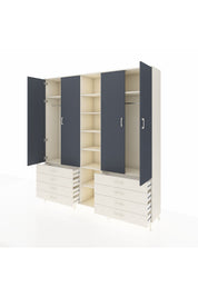 Hyperion Dolap 10 Raflı 8 Çekmeceli 2 Askılı 220x44x243 Aytaşı-Antrasit/Aytaşı