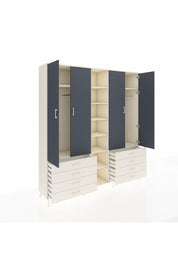 Hyperion Dolap 10 Raflı 8 Çekmeceli 2 Askılı 220x44x243 Aytaşı-Antrasit/Aytaşı