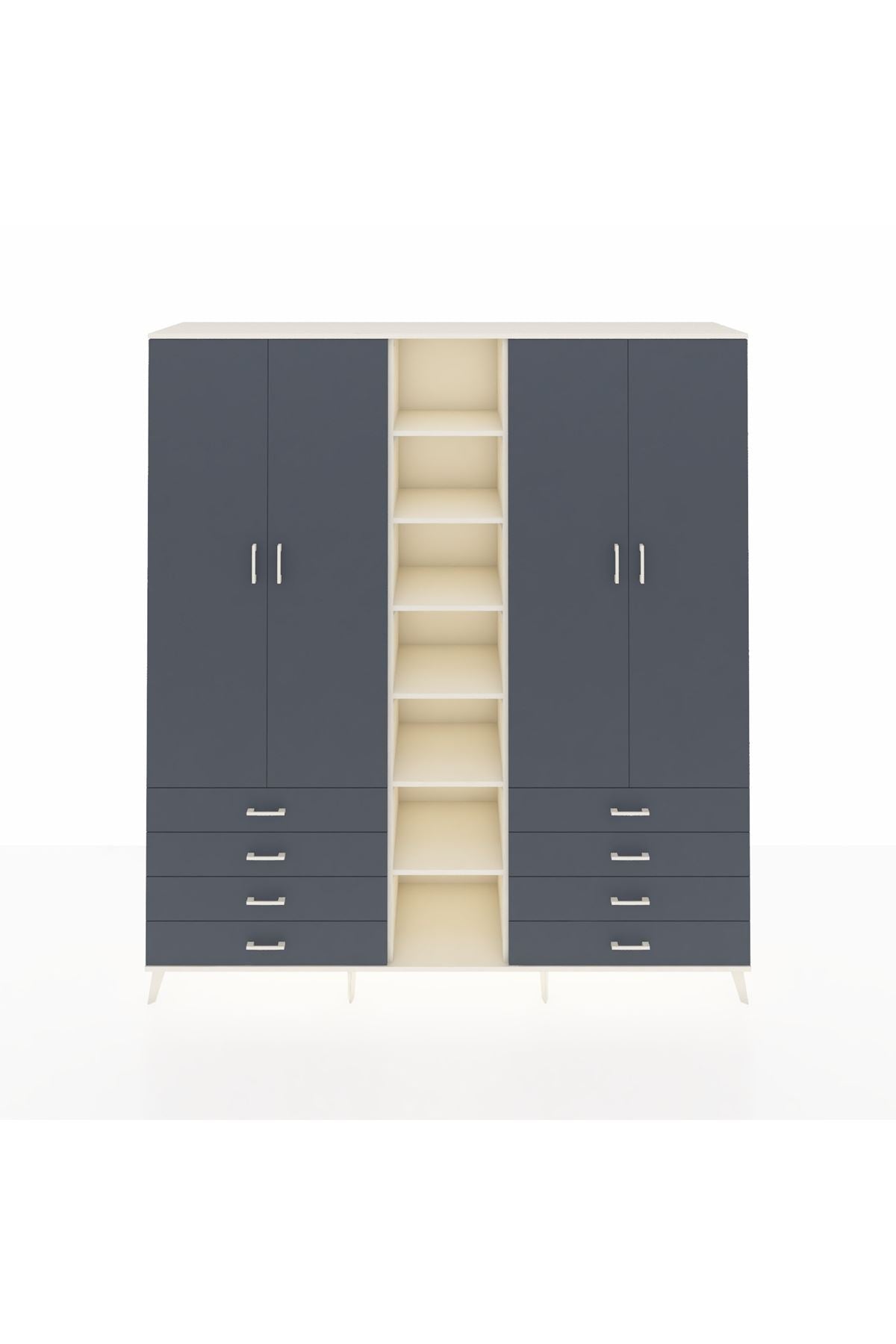 Hyperion Dolap 10 Raflı 8 Çekmeceli 2 Askılı 220x44x243 Aytaşı-Antrasit/Antrasit