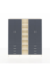 Hyperion Dolap 10 Raflı 8 Çekmeceli 2 Askılı 220x44x243 Aytaşı-Antrasit/Antrasit