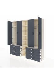 Hyperion Dolap 10 Raflı 8 Çekmeceli 2 Askılı 220x44x243 Aytaşı-Antrasit/Antrasit