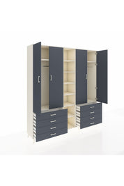 Hyperion Dolap 10 Raflı 8 Çekmeceli 2 Askılı 220x44x243 Aytaşı-Antrasit/Antrasit