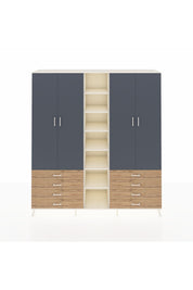 Hyperion Dolap 10 Raflı 8 Çekmeceli 2 Askılı 220x44x243 Aytaşı-Antrasit/Çam