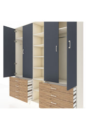 Hyperion Dolap 10 Raflı 8 Çekmeceli 2 Askılı 220x44x243 Aytaşı-Antrasit/Çam