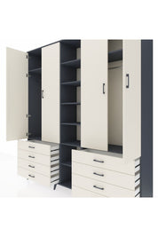 Hyperion Dolap 10 Raflı 8 Çekmeceli 2 Askılı 220x44x243 Antrasit-Aytaşı/Aytaşı