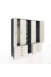 Hyperion Dolap 10 Raflı 8 Çekmeceli 2 Askılı 220x44x243 Antrasit-Aytaşı/Aytaşı