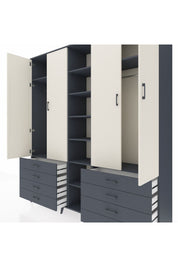 Hyperion Dolap 10 Raflı 8 Çekmeceli 2 Askılı 220x44x243 Antrasit-Aytaşı/Antrasit
