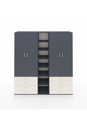 Hyperion Dolap 10 Raflı 8 Çekmeceli 2 Askılı 220x44x243 Antrasit-Antrasit/Aytaşı