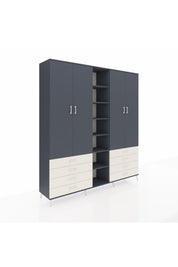 Hyperion Dolap 10 Raflı 8 Çekmeceli 2 Askılı 220x44x243 Antrasit-Antrasit/Aytaşı