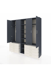 Hyperion Dolap 10 Raflı 8 Çekmeceli 2 Askılı 220x44x243 Antrasit-Antrasit/Aytaşı