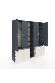 Hyperion Dolap 10 Raflı 8 Çekmeceli 2 Askılı 220x44x243 Antrasit-Antrasit/Aytaşı