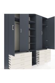 Hyperion Dolap 10 Raflı 8 Çekmeceli 2 Askılı 220x44x243 Antrasit-Antrasit/Aytaşı