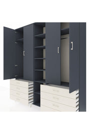 Hyperion Dolap 10 Raflı 8 Çekmeceli 2 Askılı 220x44x243 Antrasit-Antrasit/Aytaşı
