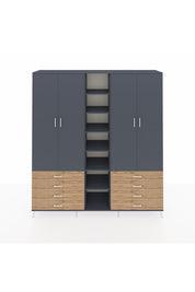 Hyperion Dolap 10 Raflı 8 Çekmeceli 2 Askılı 220x44x243 Antrasit-Antrasit/Çam