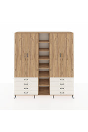 Hyperion Dolap 10 Raflı 8 Çekmeceli 2 Askılı 220x44x243 Çam-Çam/Aytaşı