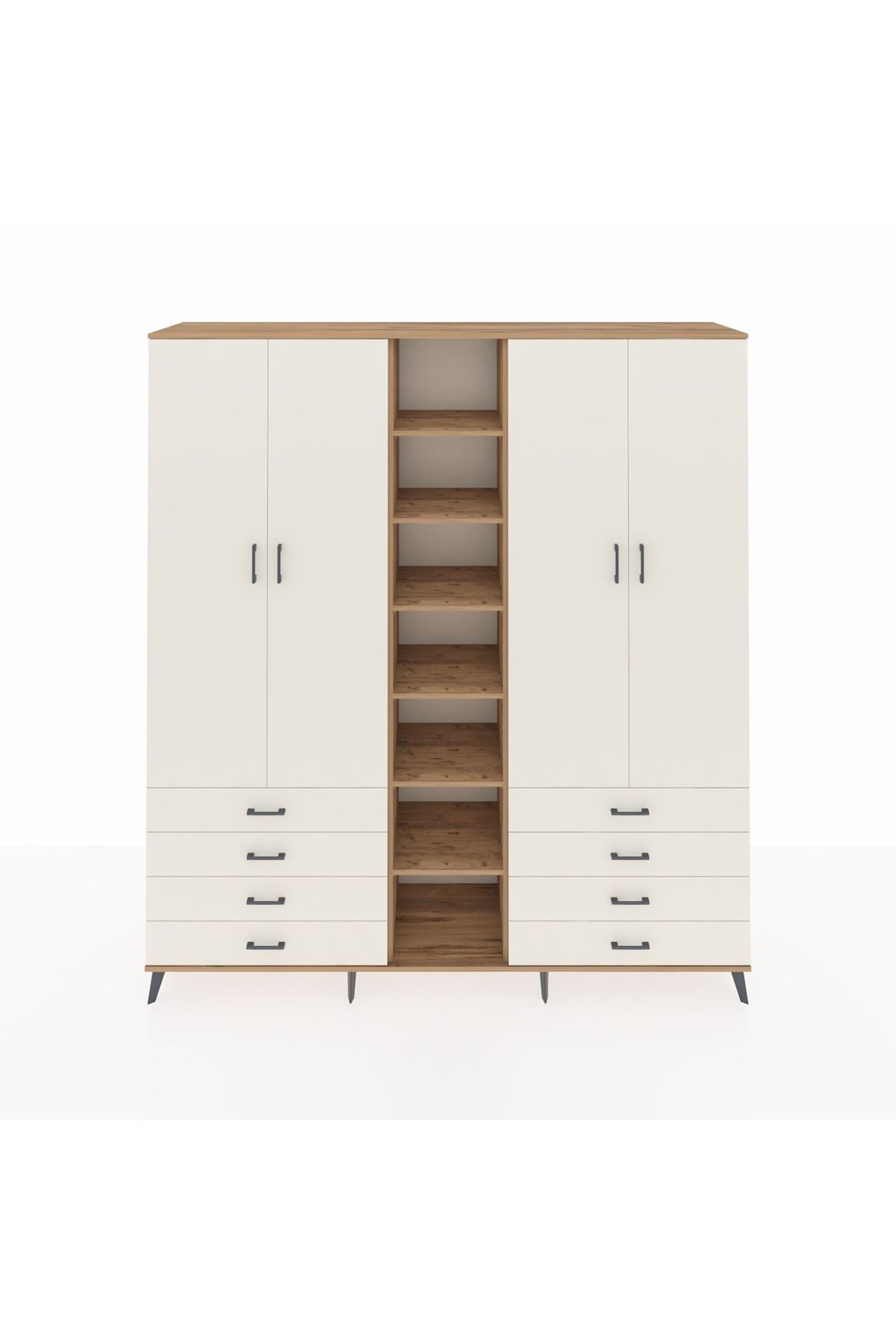 Hyperion Dolap 10 Raflı 8 Çekmeceli 2 Askılı 220x44x243 Çam-Aytaşı/Aytaşı