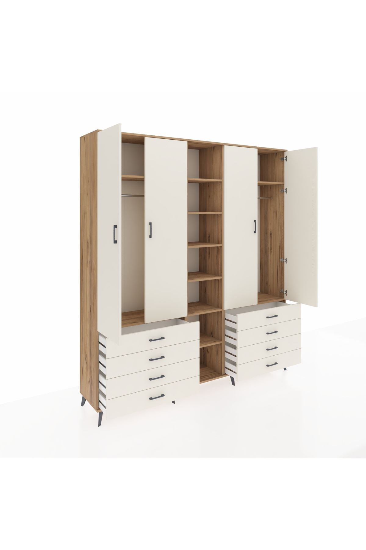 Hyperion Dolap 10 Raflı 8 Çekmeceli 2 Askılı 220x44x243 Çam-Aytaşı/Aytaşı