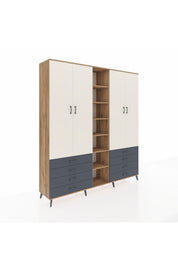 Hyperion Dolap 10 Raflı 8 Çekmeceli 2 Askılı 220x44x243 Çam-Aytaşı/Antrasit