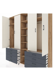 Hyperion Dolap 10 Raflı 8 Çekmeceli 2 Askılı 220x44x243 Çam-Aytaşı/Antrasit