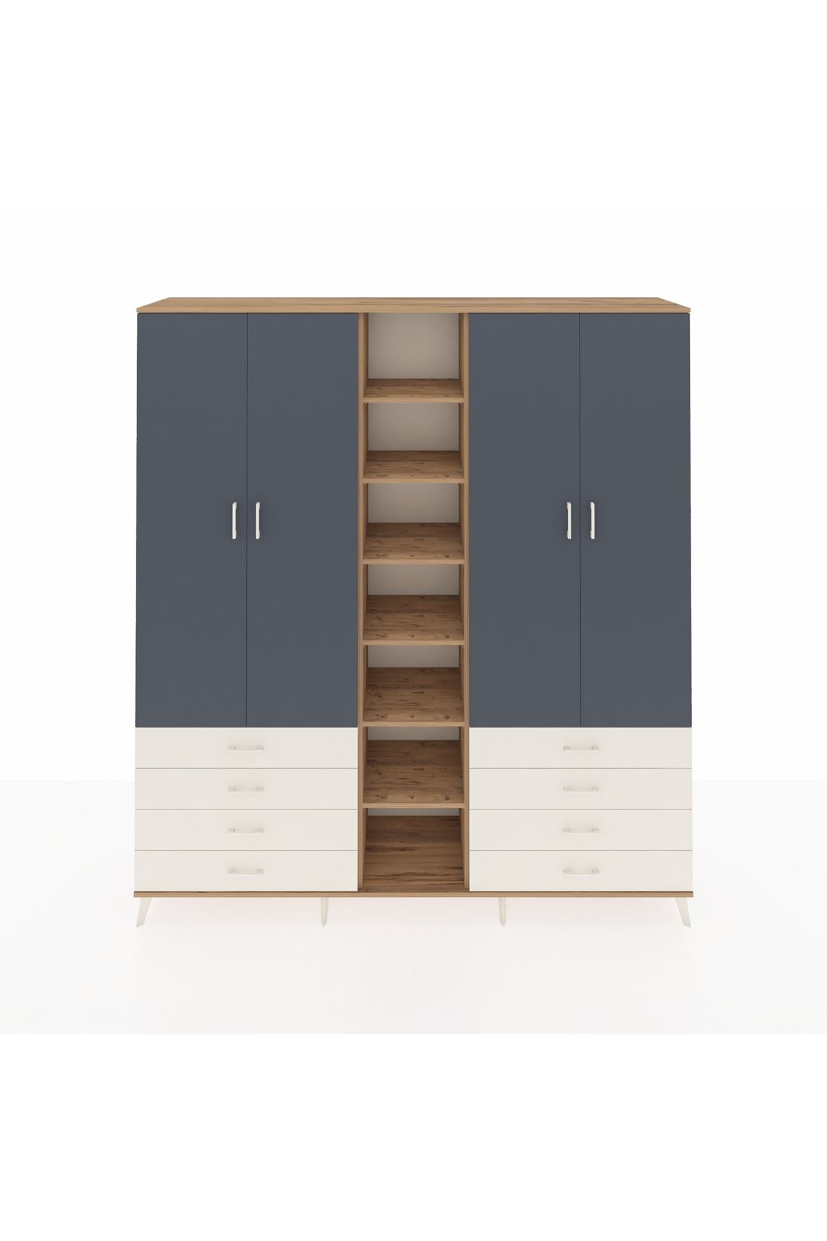 Hyperion Dolap 10 Raflı 8 Çekmeceli 2 Askılı 220x44x243 Çam-Antrasit/Aytaşı