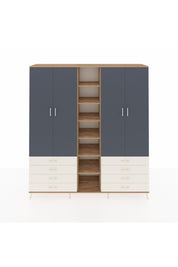 Hyperion Dolap 10 Raflı 8 Çekmeceli 2 Askılı 220x44x243 Çam-Antrasit/Aytaşı