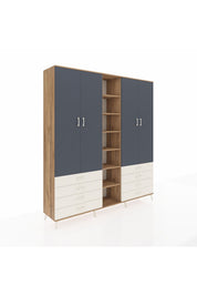 Hyperion Dolap 10 Raflı 8 Çekmeceli 2 Askılı 220x44x243 Çam-Antrasit/Aytaşı