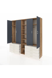 Hyperion Dolap 10 Raflı 8 Çekmeceli 2 Askılı 220x44x243 Çam-Antrasit/Aytaşı