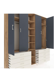 Hyperion Dolap 10 Raflı 8 Çekmeceli 2 Askılı 220x44x243 Çam-Antrasit/Aytaşı