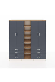 Hyperion Dolap 10 Raflı 8 Çekmeceli 2 Askılı 220x44x243 Çam-Antrasit/Antrasit