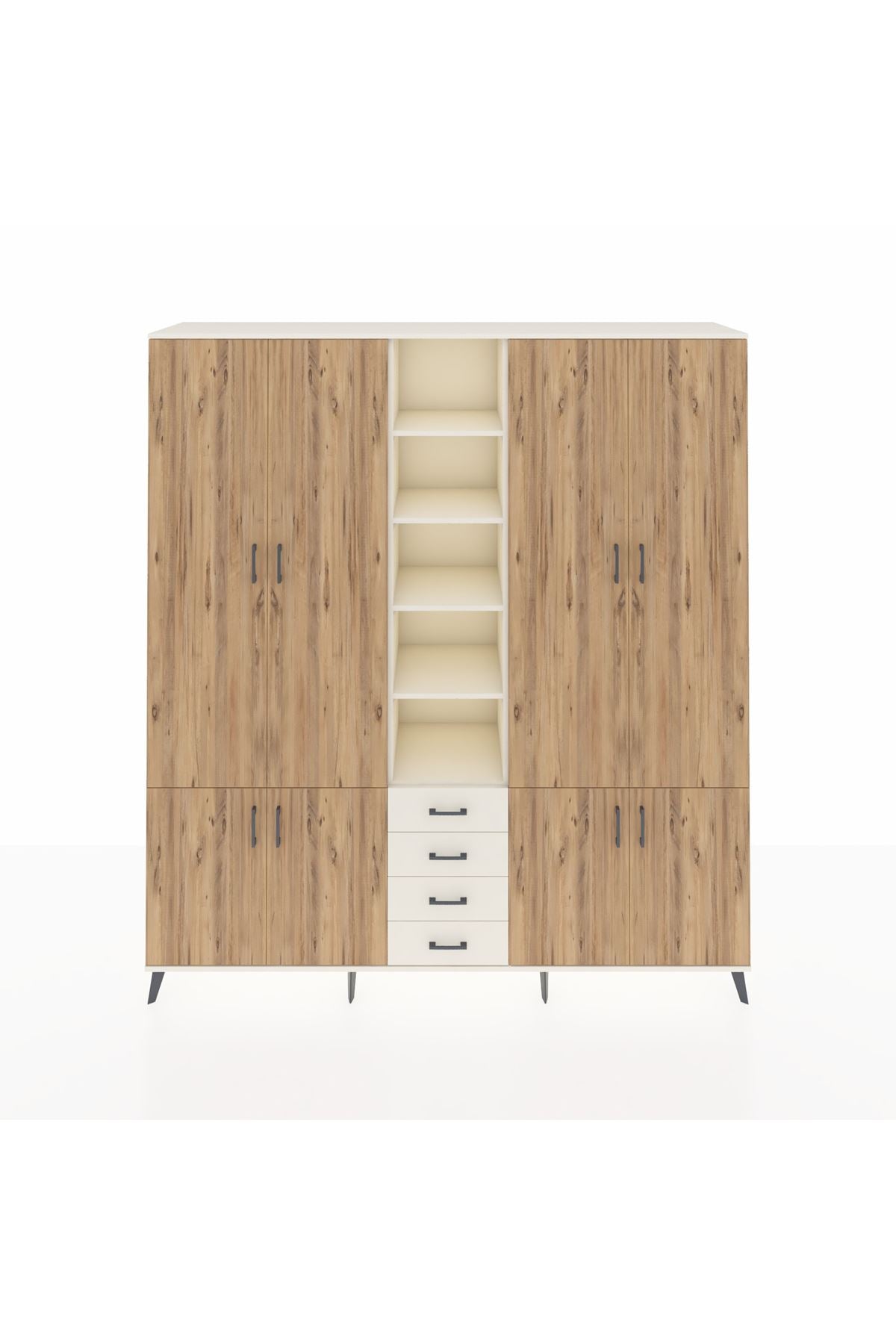 Hyperion Dolap 17 Raflı 4 Çekmeceli 8 Kapaklı 220x44x243 Aytaşı-Çam/Aytaşı