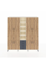 Hyperion Dolap 17 Raflı 4 Çekmeceli 8 Kapaklı 220x44x243 Aytaşı-Çam/Antrasit