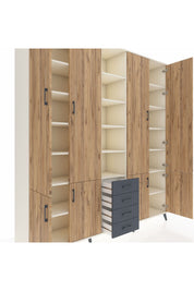 Hyperion Dolap 17 Raflı 4 Çekmeceli 8 Kapaklı 220x44x243 Aytaşı-Çam/Antrasit