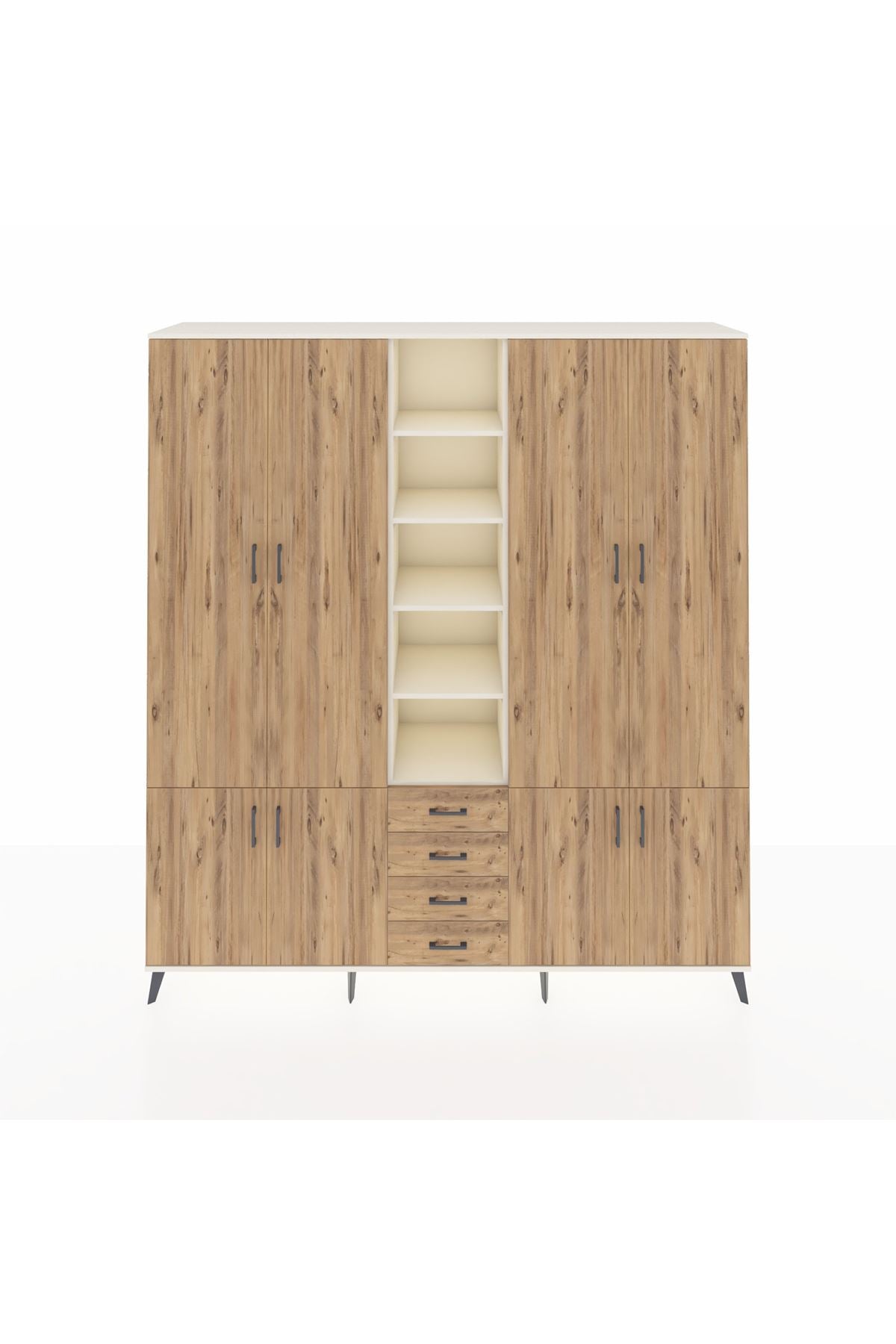 Hyperion Dolap 17 Raflı 4 Çekmeceli 8 Kapaklı 220x44x243 Aytaşı-Çam/Çam