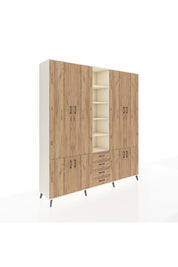 Hyperion Dolap 17 Raflı 4 Çekmeceli 8 Kapaklı 220x44x243 Aytaşı-Çam/Çam