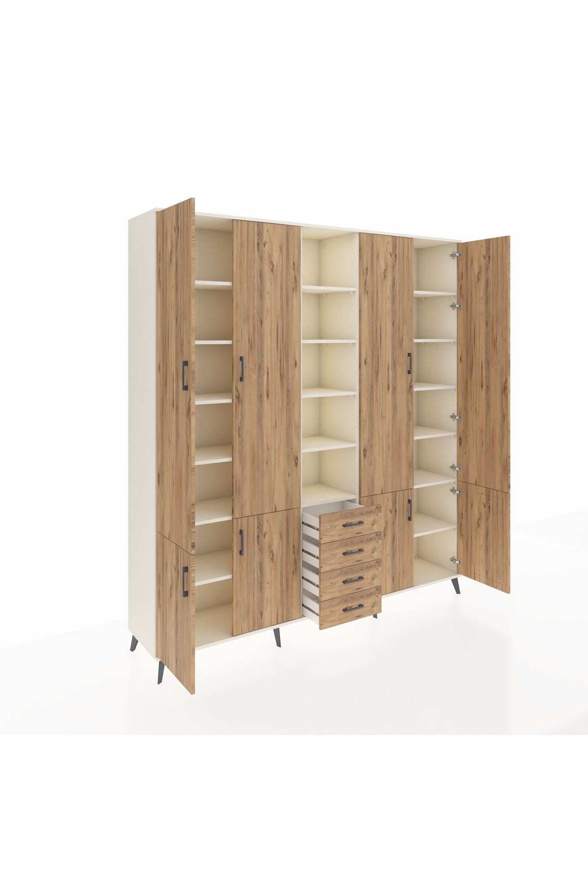 Hyperion Dolap 17 Raflı 4 Çekmeceli 8 Kapaklı 220x44x243 Aytaşı-Çam/Çam